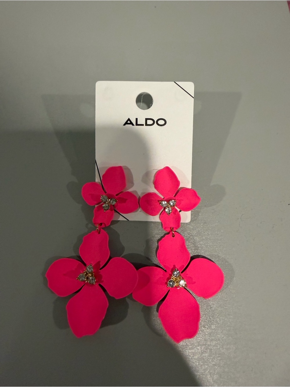 Aldo Hot Pink Floral Drop Hair Clips